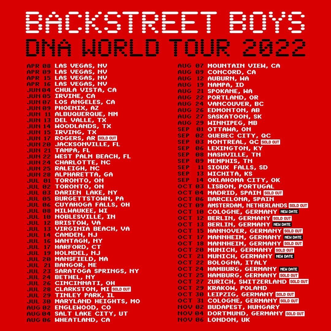 Backstreet Boys DNA World Tour 2022 Atlas Artist Group